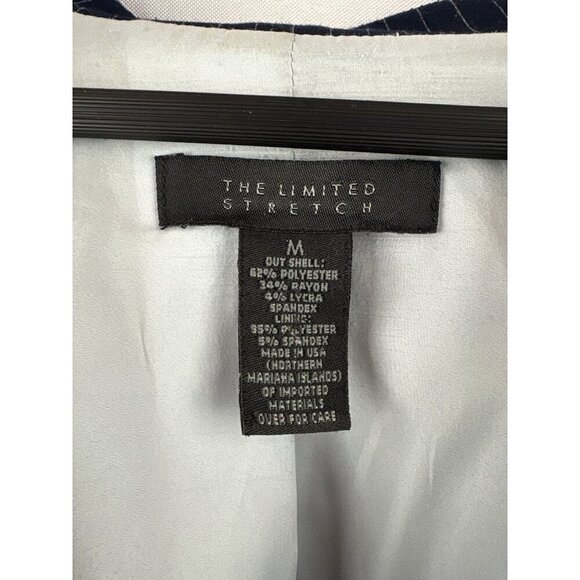 The Limited Stretch Navy & White Pinstripe Blazer Jacket Medium Polyester/Rayon/ - Picture 3 of 4